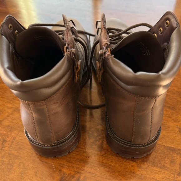 Aldo Brown Leather Combat Boots Men’s 9 – Side Zip Lace-Up Cap Toe Lug Sole main image 6